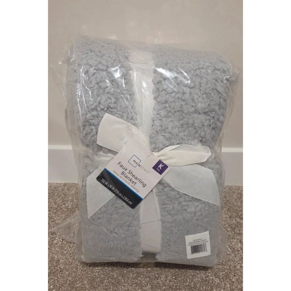 King Grey faux sherling blanket